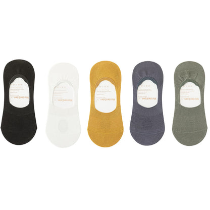 Mesh Breathable No Show Socks(5 Pairs) - White+Navy Blue+Black+Yellow+Army Green - EU39-46(US5-12) - image 26