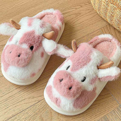 Plus Size Plush Cow Slippers - Pink - EU43-44(US9-10) - image 7
