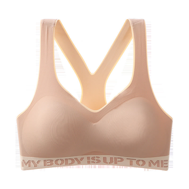 Plus Size Seamless Fitness Push-up Sports Wireless Bra - Nude - 6XL - image 7