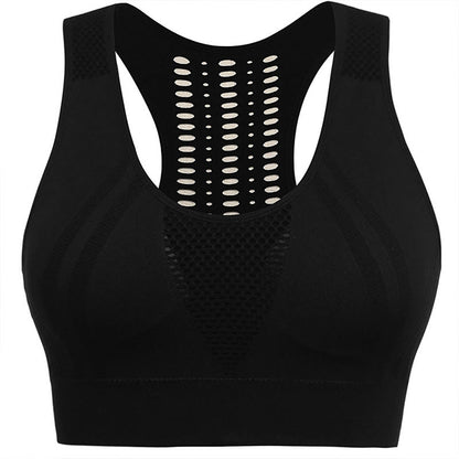 Plus Size Hollow Back See-through Sports Wireless Bra