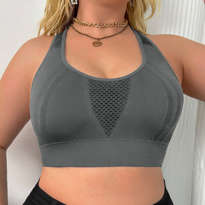 Plus Size Hollow Back See-through Sports Wireless Bra