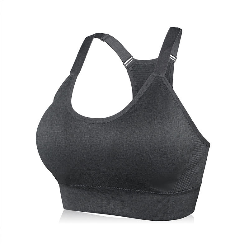 Plus Size Seamless Elastic One-piece Breathable Wire-free Bra - Grey - 4XL - image 0