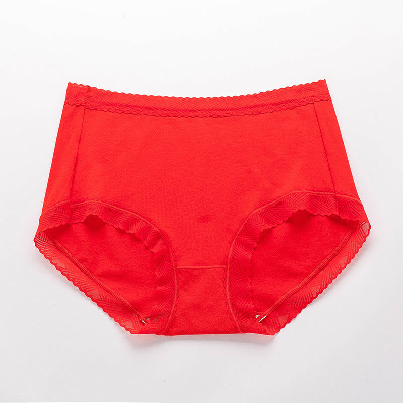 Simple High Waist Cotton Panty(3 Packs) - Red - 3XL - image 3