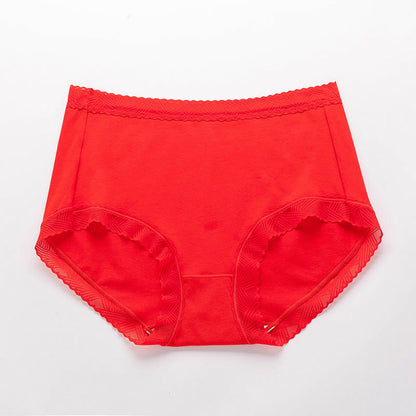 Simple High Waist Cotton Panty(3 Packs) - Red - 3XL - image 3
