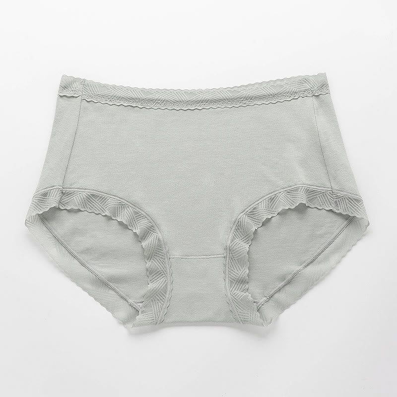 Simple High Waist Cotton Panty(3 Packs) - Silver - 3XL - image 6