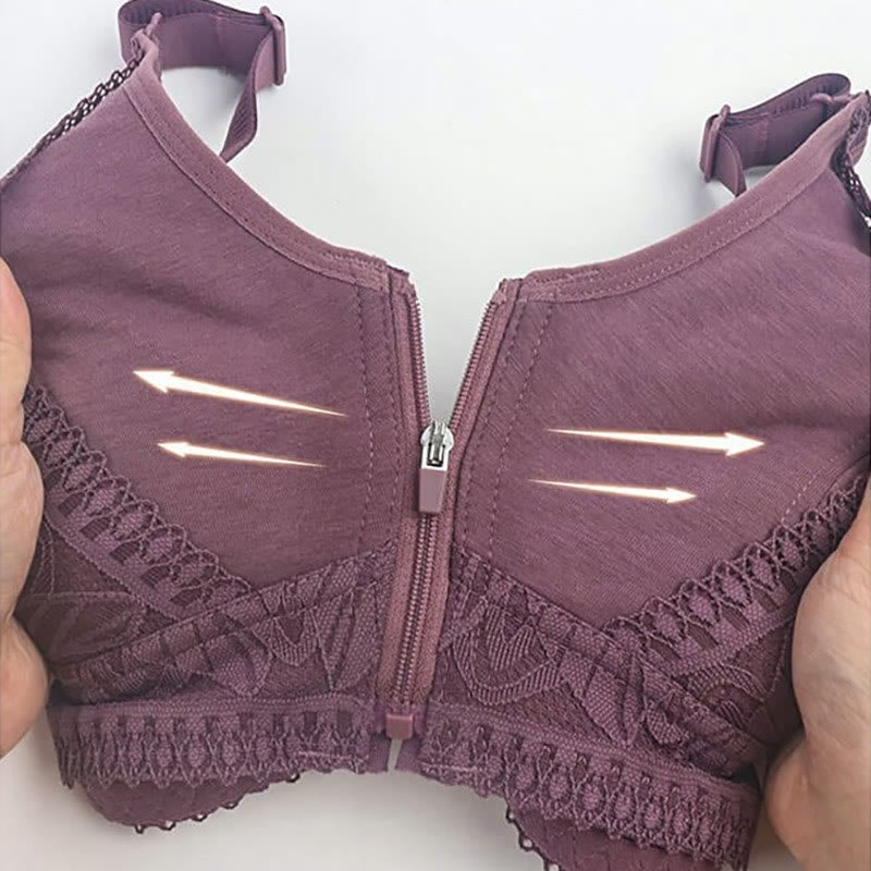 Front Closure Zipper Lift Wireless Bra - image 1