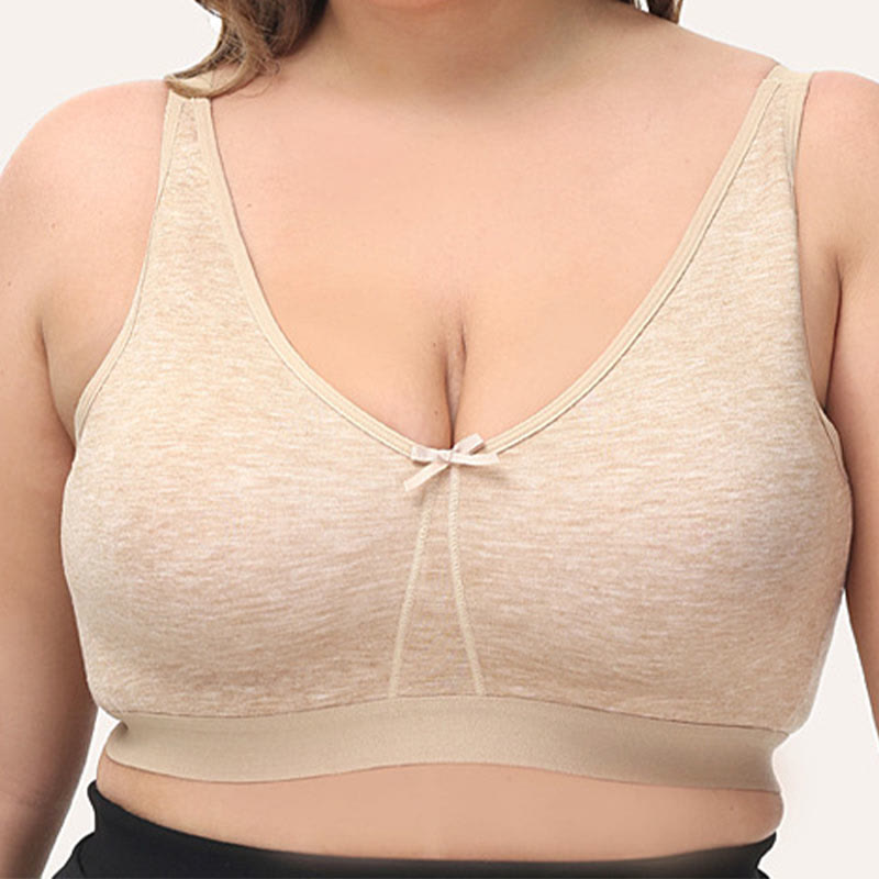 Seamless Cotton Wireless Bra - Nude - 52 - E - image 4
