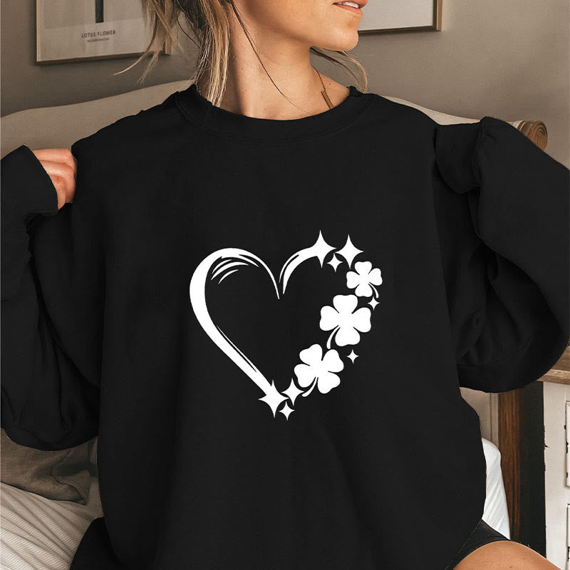 Plus Size Four Leaf Clover Sweatshirt - Black - 3XL - image 2