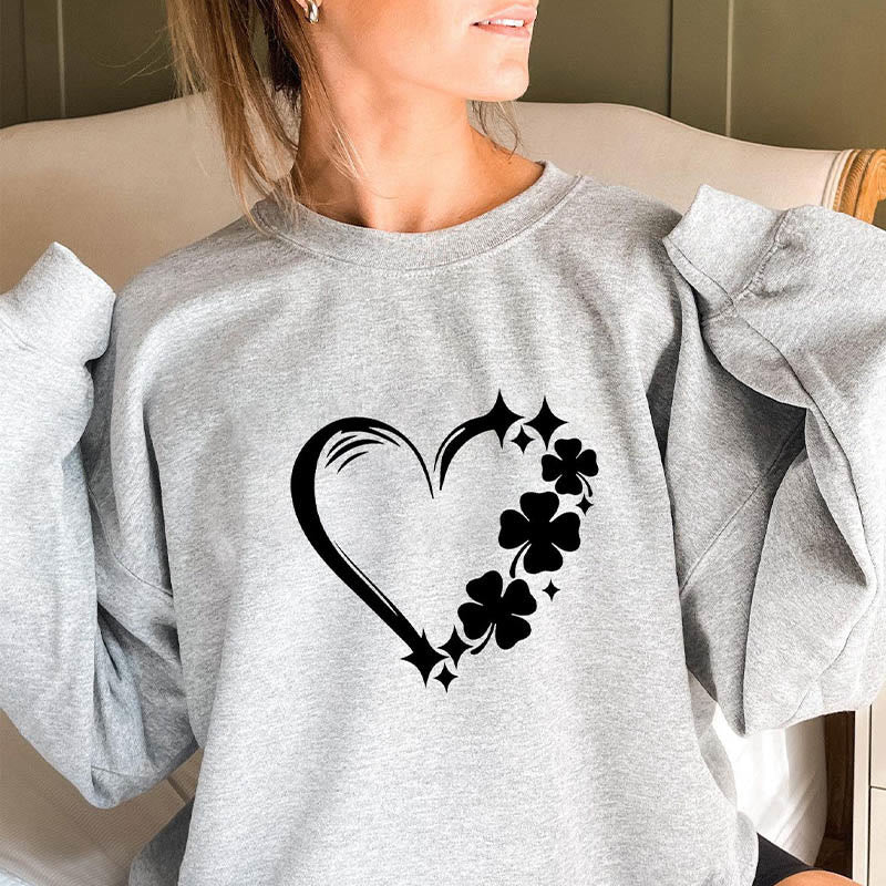 Plus Size Four Leaf Clover Sweatshirt - Light Gray - 3XL - image 1