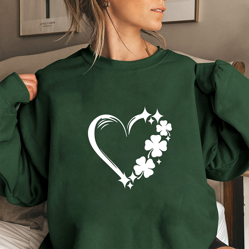 Plus Size Four Leaf Clover Sweatshirt - Dark Green - 3XL - image 3