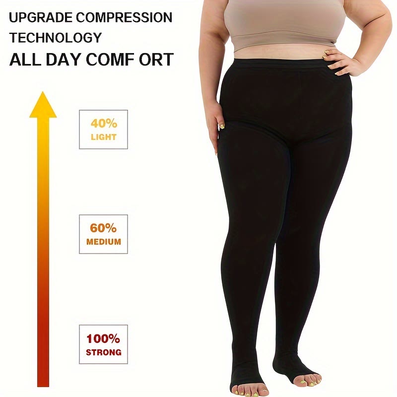 Plus Size Medical Toeless Compression Tights(15-20mmHg) - image 4