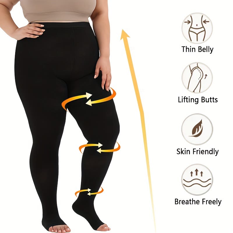 Plus Size Medical Toeless Compression Tights(15-20mmHg) - image 3