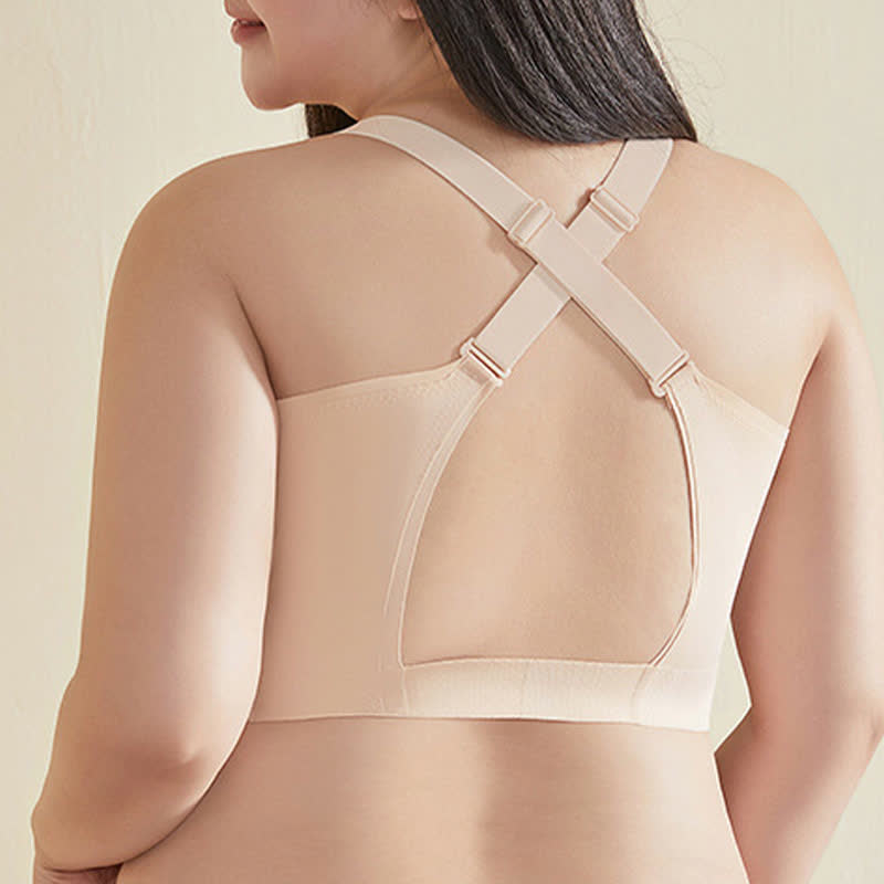 Plus Size Seamless Back Cross Straps Wireless Bra