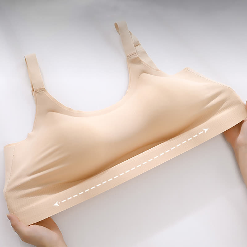 Plus Size Seamless Back Cross Straps Wireless Bra