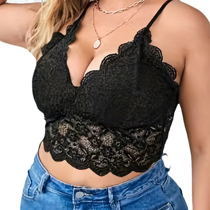 Sexy French Lace Tight Suspender Wireless Bra - Black - 5XL - image 0