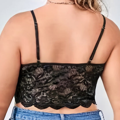 Sexy French Lace Tight Suspender Wireless Bra - image 1