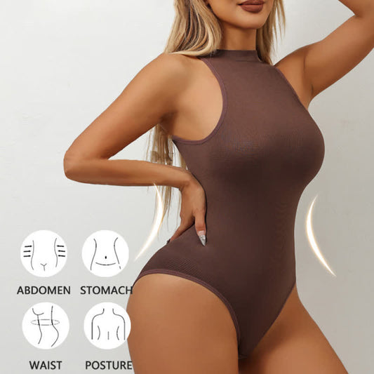 Solid Color Round Neck Sleeveless Shaping Bodysuit