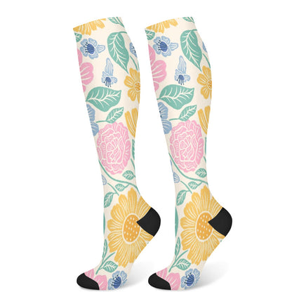 Flowers Bloom Compression Socks(3 Pairs) - A(1 Pair) - S/M - image 4