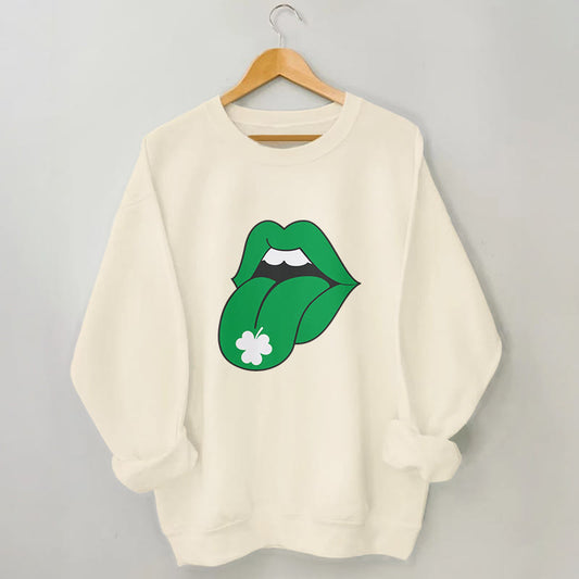 Plus Size Green Lips Sweatshirt - Apricot - 3XL - image 0