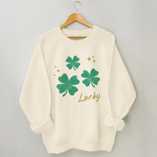 Plus Size Four Leaf Clover Sweatshirt - Apricot - 3XL - image 0