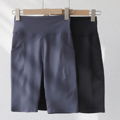 High Waist Hip Lift Side Pocket Yoga Shorts - image 4