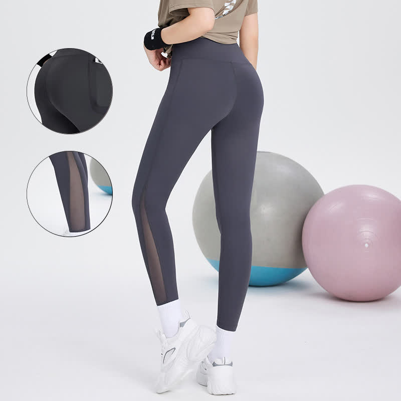 Plus Size High Waist Mesh Stitching Yoga Legging - image 0
