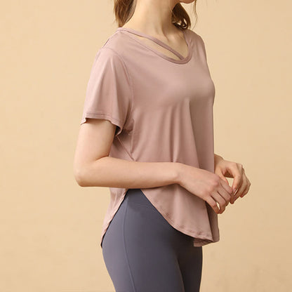 Plus Size Loose Breathable Quick Dry Yoga Short Sleeves