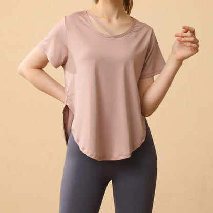 Plus Size Loose Breathable Quick Dry Yoga Short Sleeves