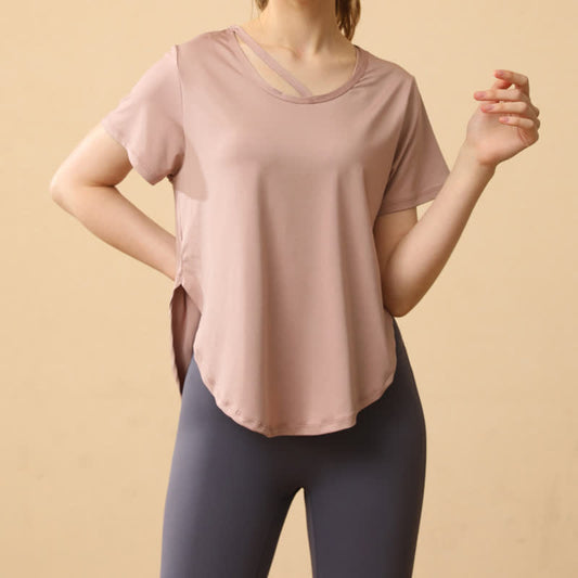 Plus Size Loose Breathable Quick Dry Yoga Short Sleeves