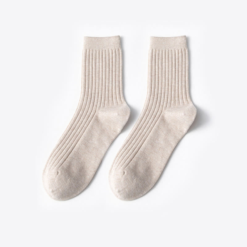 Solid Color Casual Cotton Quarter Socks(6 Pairs) - Khaki - EU37-40(US4-7) - image 4