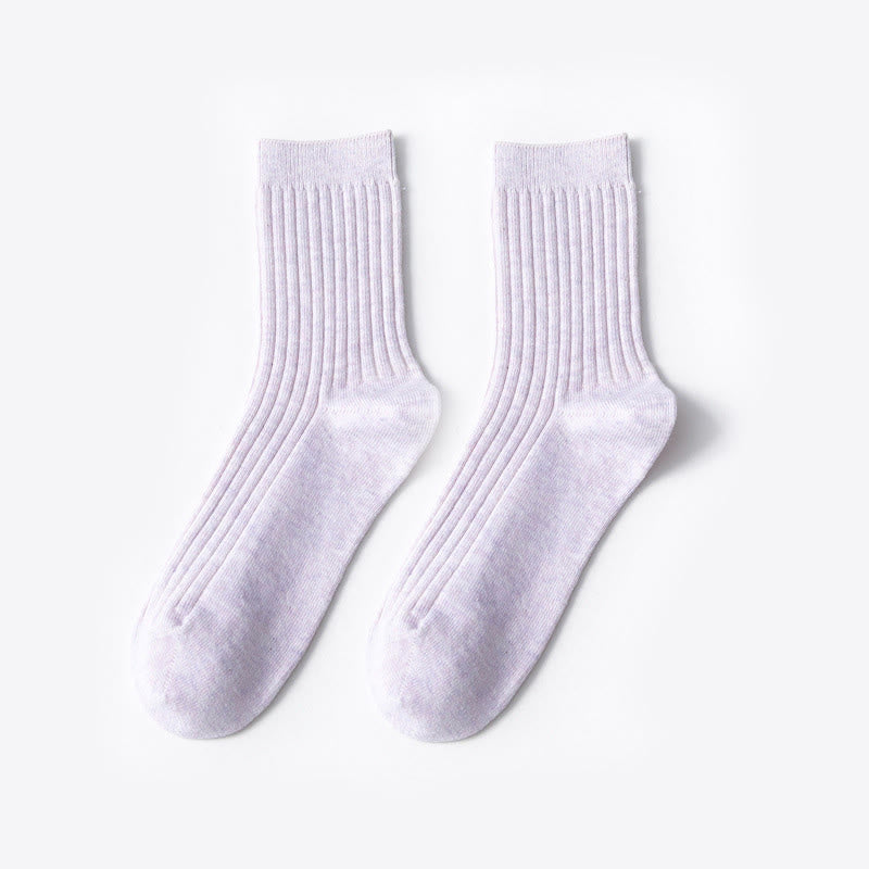Solid Color Casual Cotton Quarter Socks(6 Pairs) - Light Purple - EU37-40(US4-7) - image 2