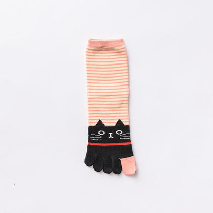 Striped Cat Quarter Alignment Socks(5 Pairs) - Orange - EU37-40(US4-7) - image 10
