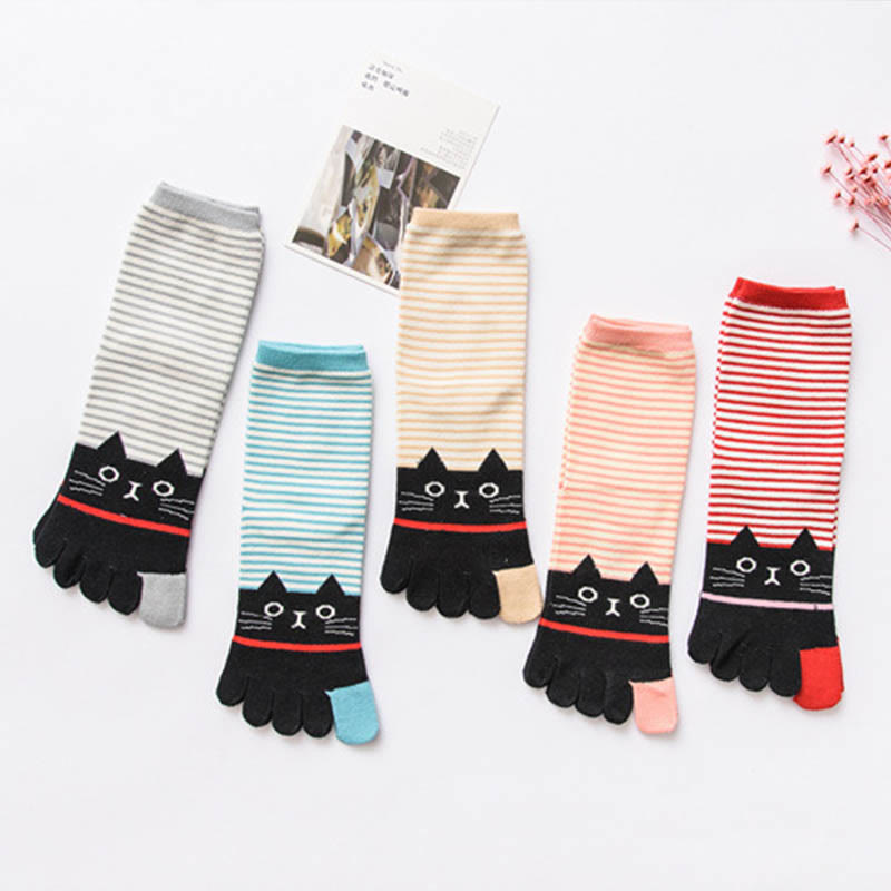 Striped Cat Quarter Alignment Socks(5 Pairs) - Multicolor - EU37-40(US4-7) - image 8