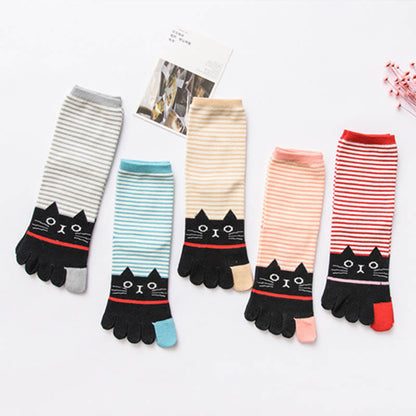 Striped Cat Quarter Alignment Socks(5 Pairs) - Multicolor - EU37-40(US4-7) - image 8