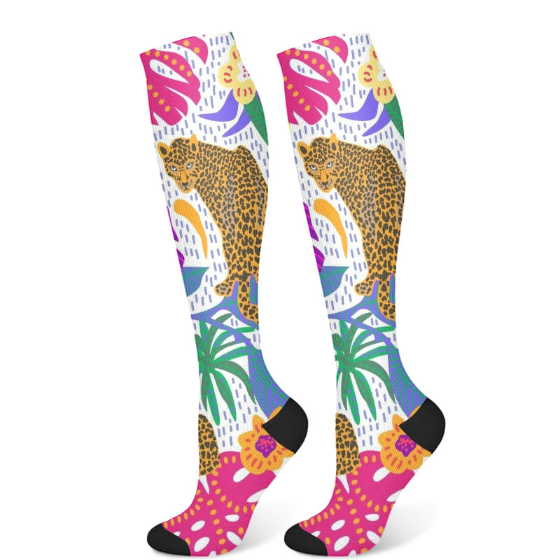 Cheetah Plant Compression Socks(3 Pairs) - White(1 Pair) - S/M - image 3