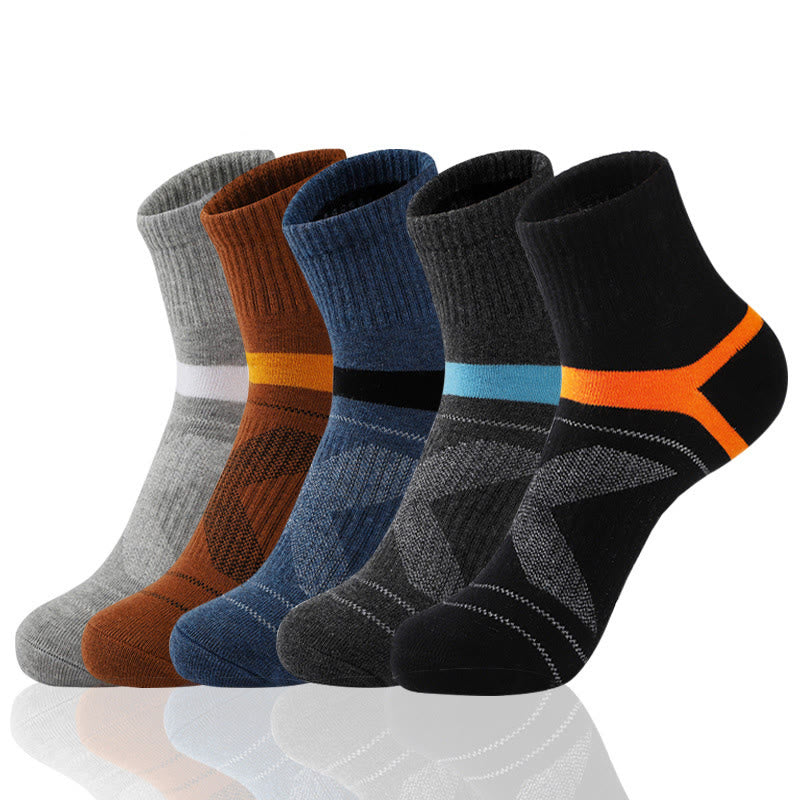 Plus Size Cotton Sports Quarter Compression Socks(5 Pairs) - Multicolor - EU39-45(US6-11) - image 8