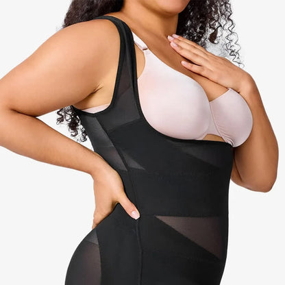 Plus Size Sexy Cross-strap Tummy Control Mesh Shapewear