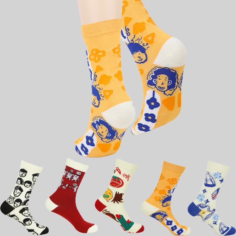 Funny Patterns Quarter Socks(5 Pairs) - image 0