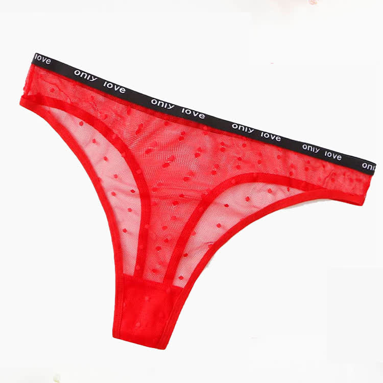 Sexy Mesh Polka Dot Thong(3 Packs) - Red - 4XL - image 3