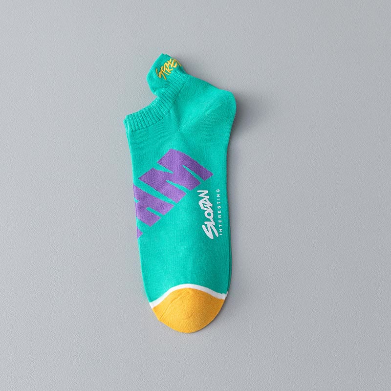 Letter Ankle Socks(5 Pairs) - Blue - EU37-45(US4-11) - image 13