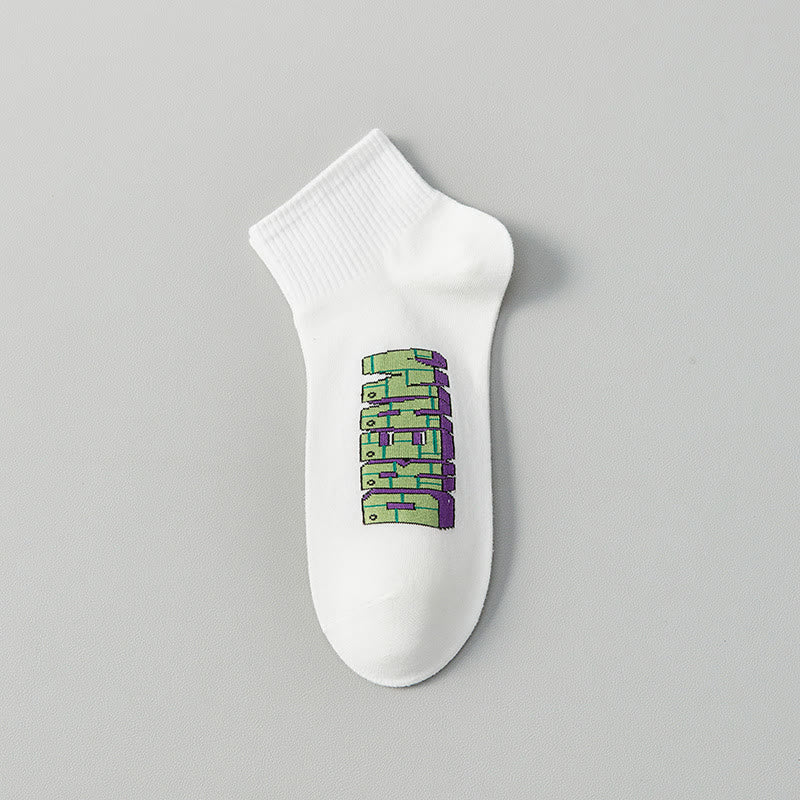 Trendy Funny Ankle Socks(5 Pairs) - Letter - EU37-45(US4-11) - image 15