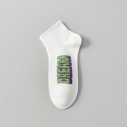 Trendy Funny Ankle Socks(5 Pairs) - Letter - EU37-45(US4-11) - image 15