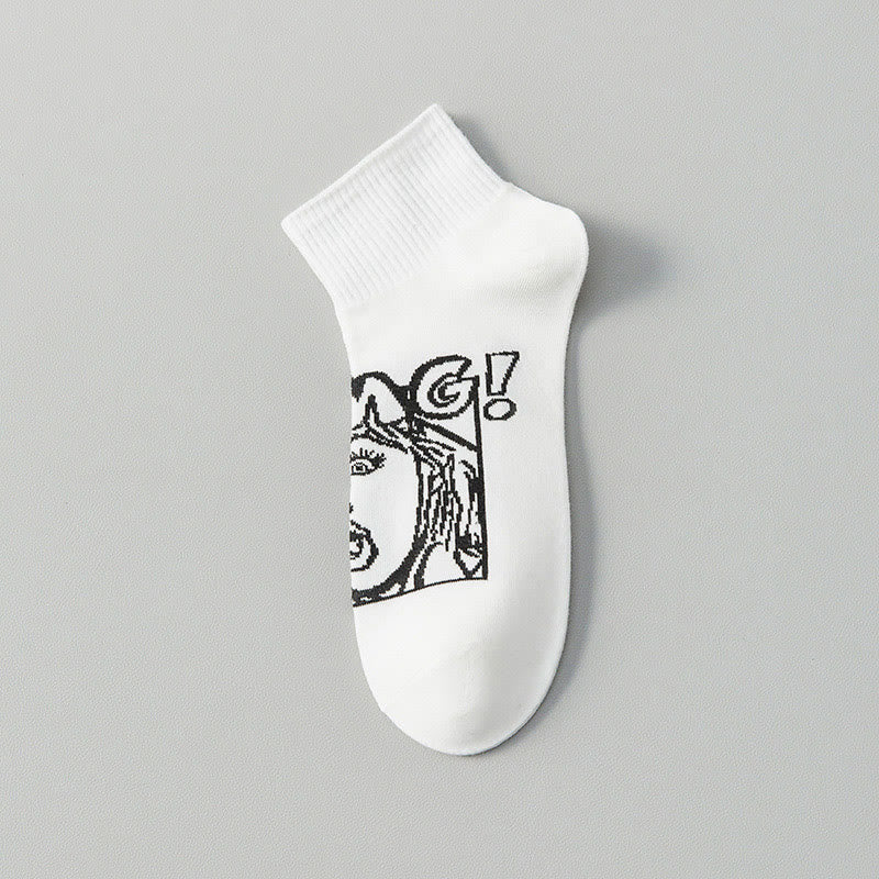 Trendy Funny Ankle Socks(5 Pairs) - White - EU37-45(US4-11) - image 14