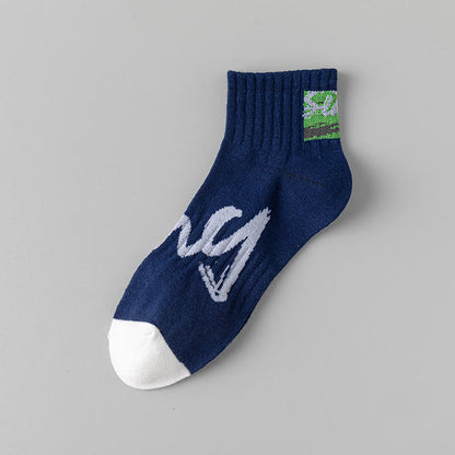 Alphanumeric Ankle Socks(5 Pairs) - Navy Blue - EU37-45(US4-11) - image 13