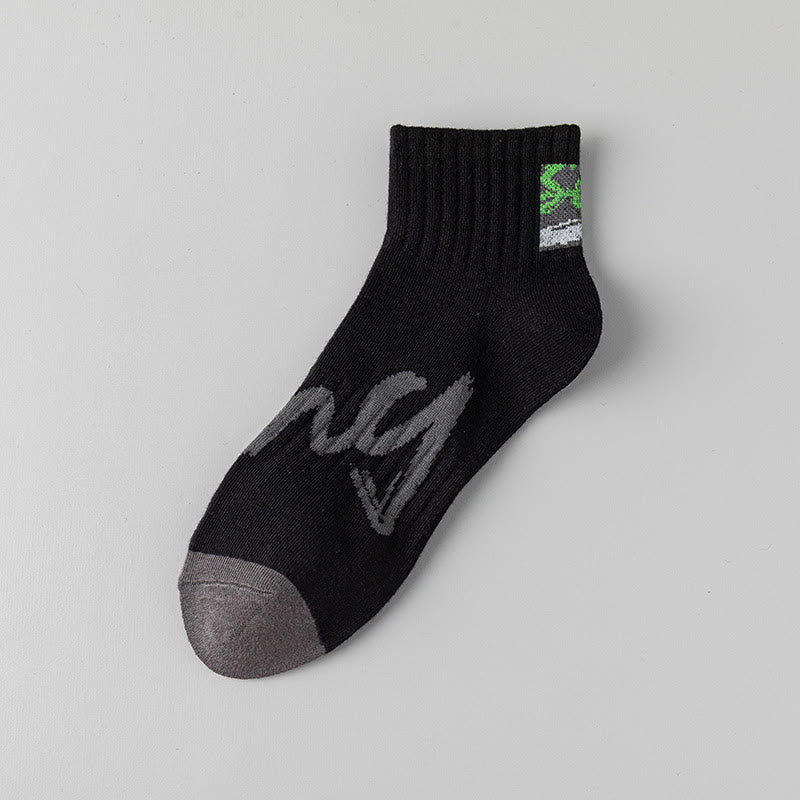 Alphanumeric Ankle Socks(5 Pairs) - Black - EU37-45(US4-11) - image 10