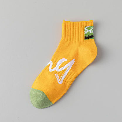 Alphanumeric Ankle Socks(5 Pairs) - Yellow - EU37-45(US4-11) - image 14