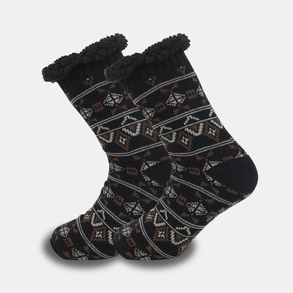 Plus Size Grid Rhombus Slipper Socks(2 Pairs) - Black - EU39-44(US6-10) - image 3