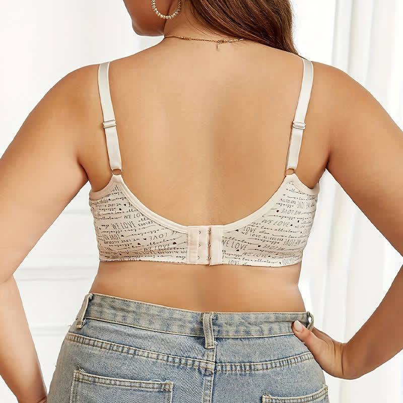 Sexy Lace Text Print Push-Up Wireless Bra