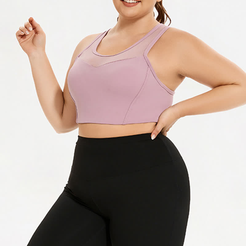 Mesh Stitching Shockproof Sports Bra - image 3