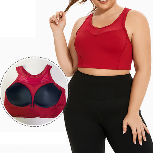 Mesh Stitching Shockproof Sports Bra - image 0